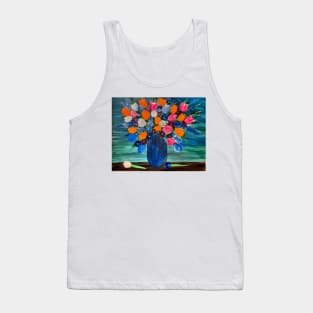 Some abstract mixed flowers in a metallic vase Tank Top